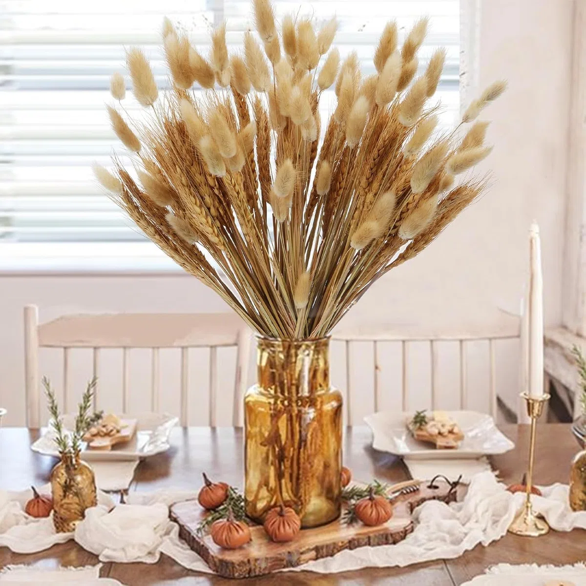160PCS Bouquet di Pampas Grass Essiccato Fiori Secchi Decorativi,Fiori Essiccati Bunny Tails,Pompas Marroni,Pampas Grass Decorazione da Tavolo Boho per Matrimoni, Feste Rustiche, Baby Shower