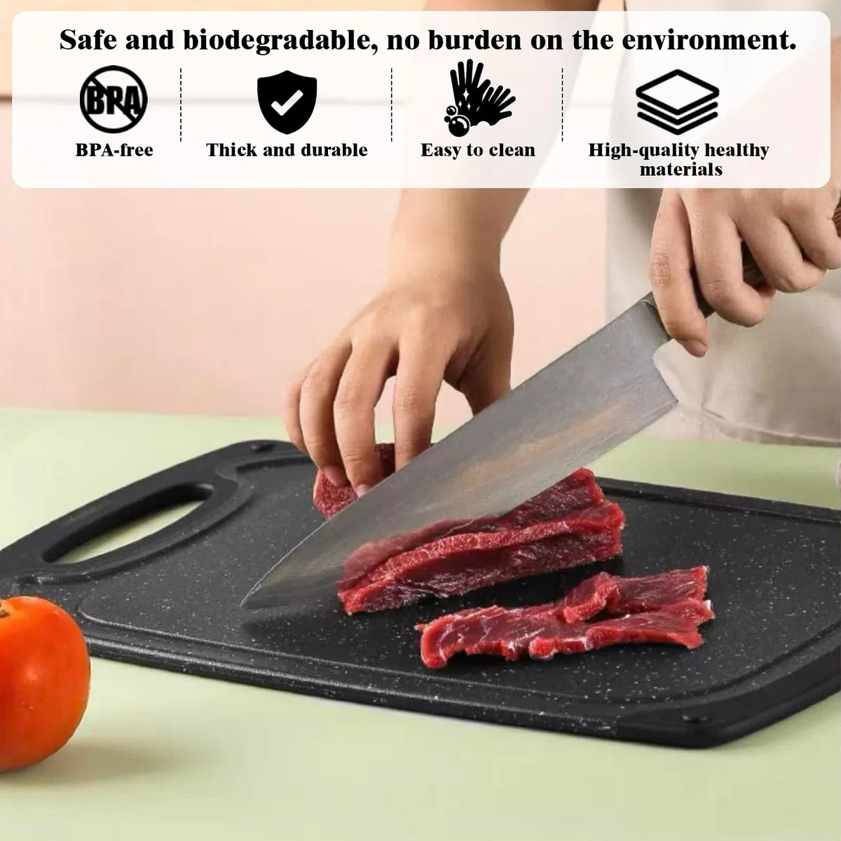 3 Pcs Tagliere da Cucina, Taglieri Plastica con Manico Antiscivolo, Cutting Board con 3 Misure, Senza BPA, Ideale per Carne, Pane, Verdure, Frutta, Tagliere Lavabile in Lavastoviglie