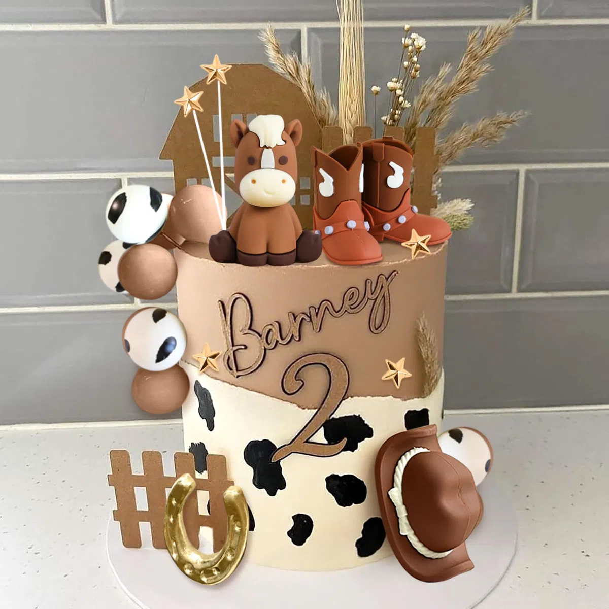 JeVenis cowboy rodeo decorazione torta cappello cowboy compleanno cowgirl stivali cavallo western palline equine tema cowboy topper torta