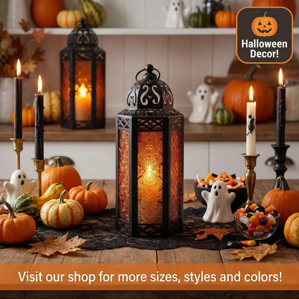 Lanterne in stile marocchino, metallo, Orange, medium