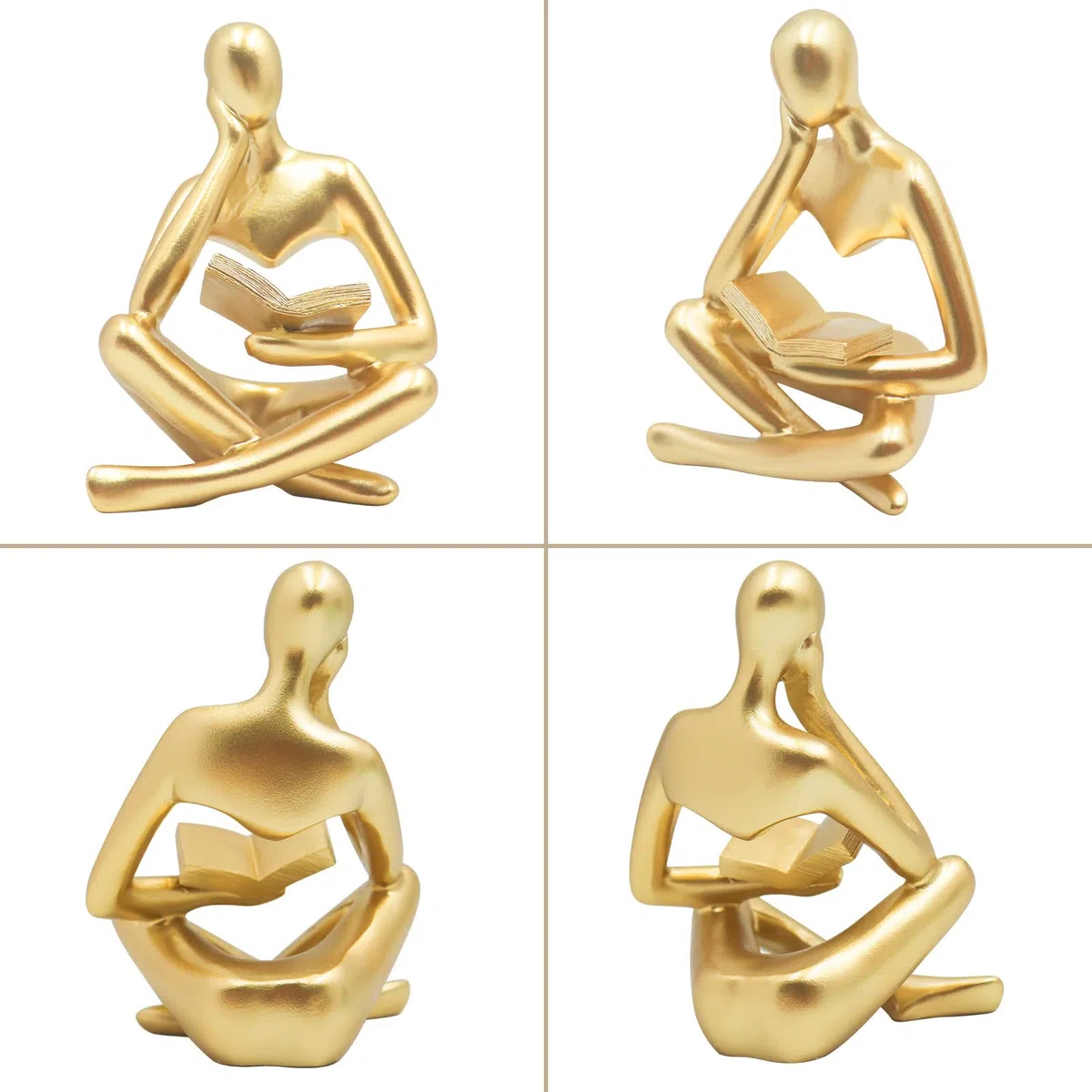 Statua Donna che Legge in Oro, Sculture Pensatore, Ornamento d'Arte Astratta, Decorazione Moderna per Estetica, Ideale per Soggiorno, Camera da Letto, Ufficio, Scaffale, Tavolo, Scrivania e Libreria