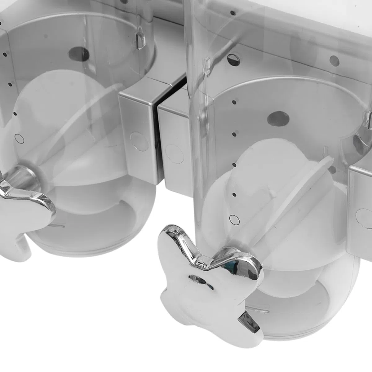 Dispenser per cereali, doppio montaggio a parete, 3 l, doppio contenitore, in plastica, per cereali, cereali e caramelle, 11,4 x 5,9 x 11,81 pollici, argento