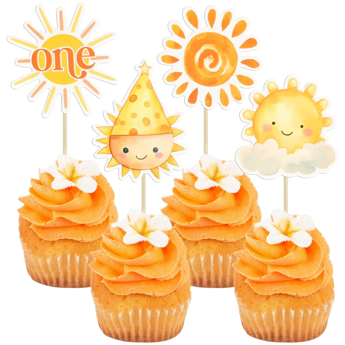 Ephlyn 36 decorazioni per cupcake Sunshine One, per baby shower, decorazioni per torte di primo compleanno, decorazioni per torte a tema sole, baby shower, compleanni, feste di nozze