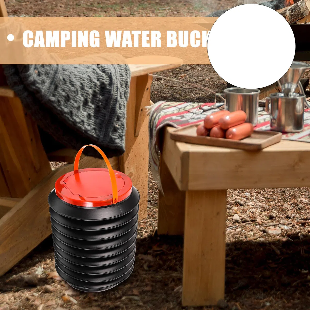 Uonlytech Secchio Pieghevole con Coperchio e Manico in Plastica da 4l Nero Salvaspazio e Flessibile per Esterno e Emergenze
