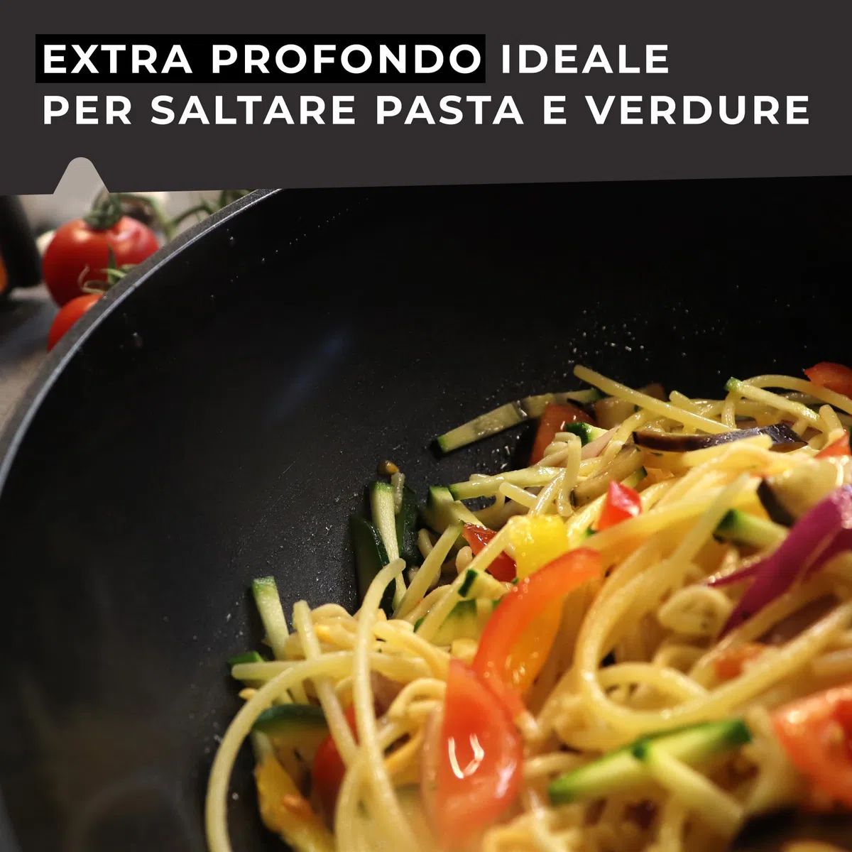 Fackelmann Wok Padella in alluminio forgiato Ø28x8 cm, padella con rivestimento antiaderente, per tutti i piano cottura, induzione, senza PFAS, Linea Soft Collection