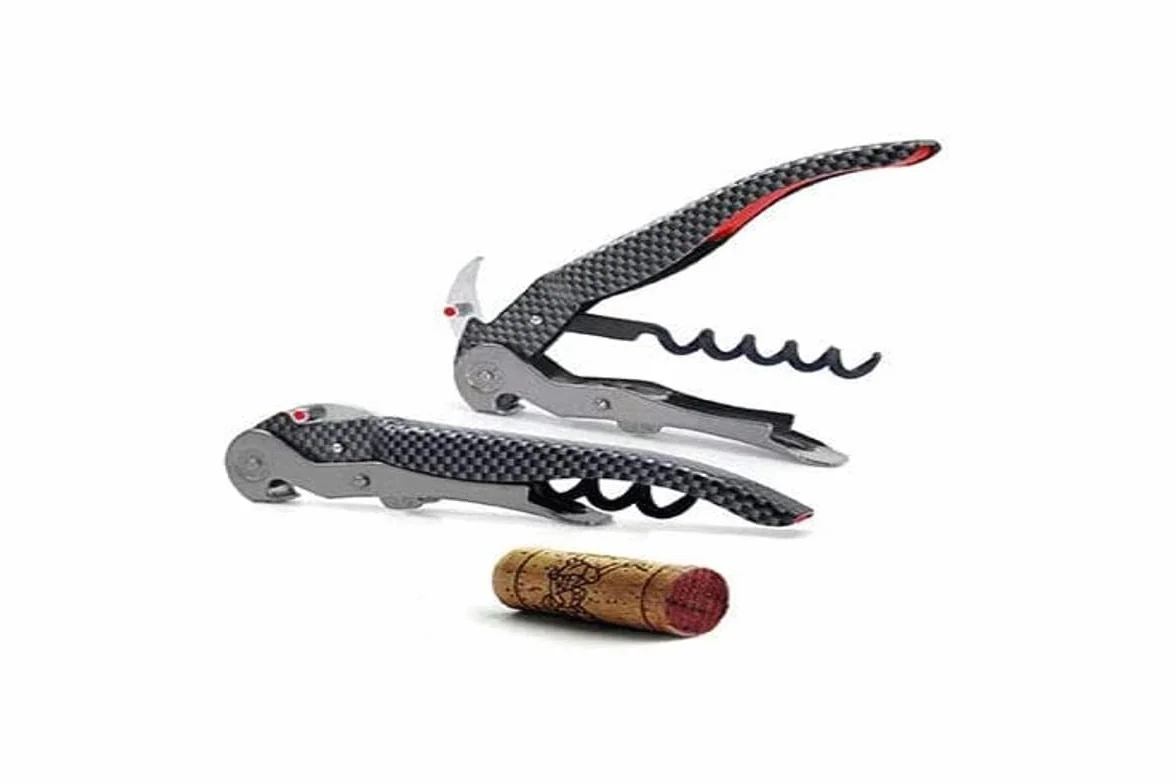 Pulltex ClickCut Monza, Cavatappi a Doppia Leva Retrattile. Apribile con Una Sola Mano. Finitura Esterna Carbon Effect
