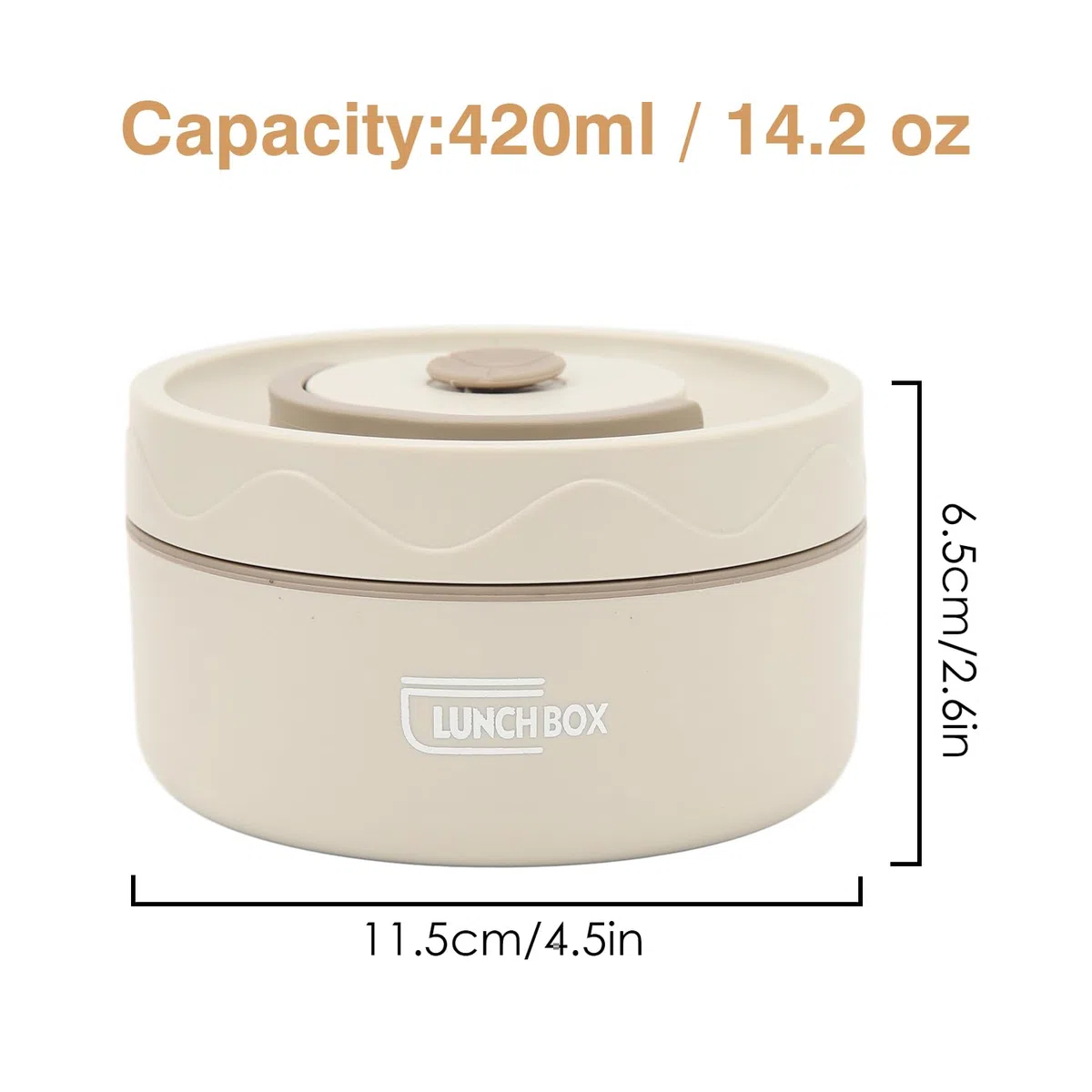 Tissting Contenitore Termico per Alimenti, 420ml Bento Box, Termico Impilabile Acciaio Inossidabile 304, Flask per Alimenti Caldi, Manico Barattolo Portatile Porta Pranzo (Beige isolante)