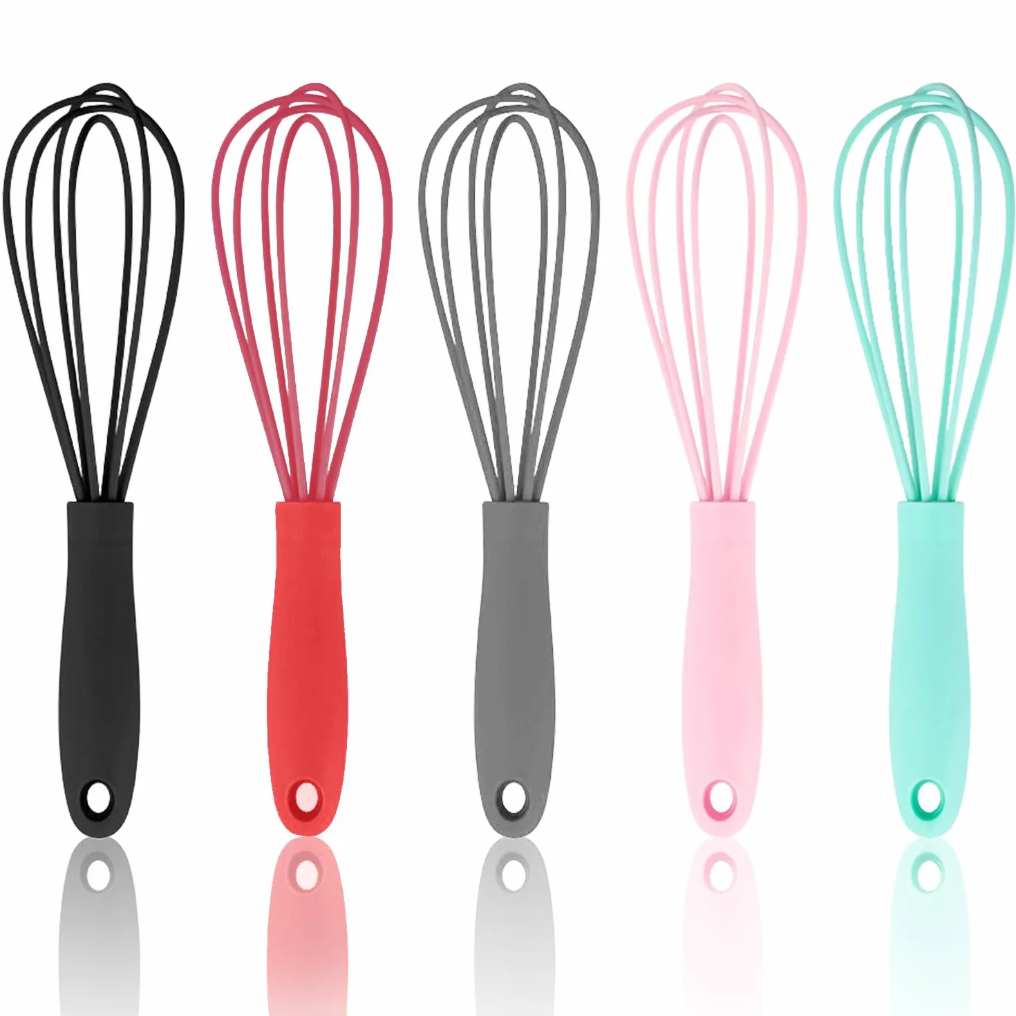 5Pcs Frusta in Silicone da Cucina per Mescolare, Battere, Schiumare