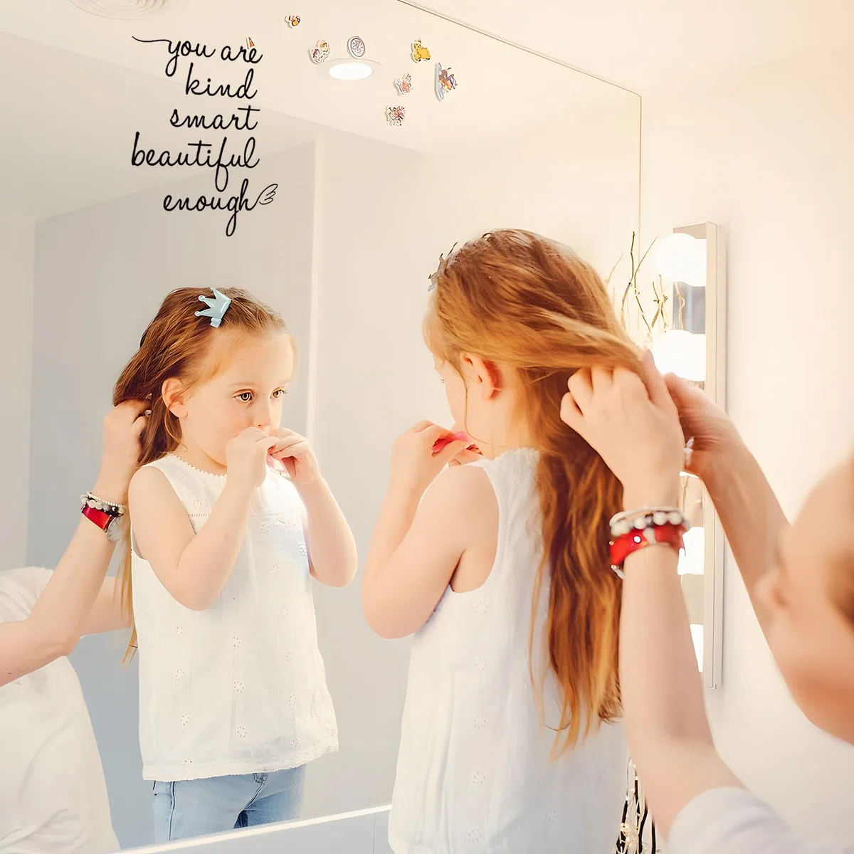 Adesivo da Parete per Specchio da Bagno, con Scritta You Are Kind Smart Beautiful Enough, Adesivo da Parete a Specchio per Bagno, Camera da Letto, affermazioni, per Ragazze e Adolescenti