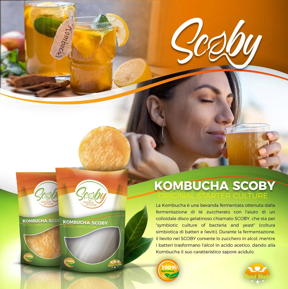 Beer & Wine – Scoby Madre Bevanda Kombucha – Kit per Avviamento Kombucha – Starter Kit per Kombucha con Ricetta (Starter Liquido, 100ml)