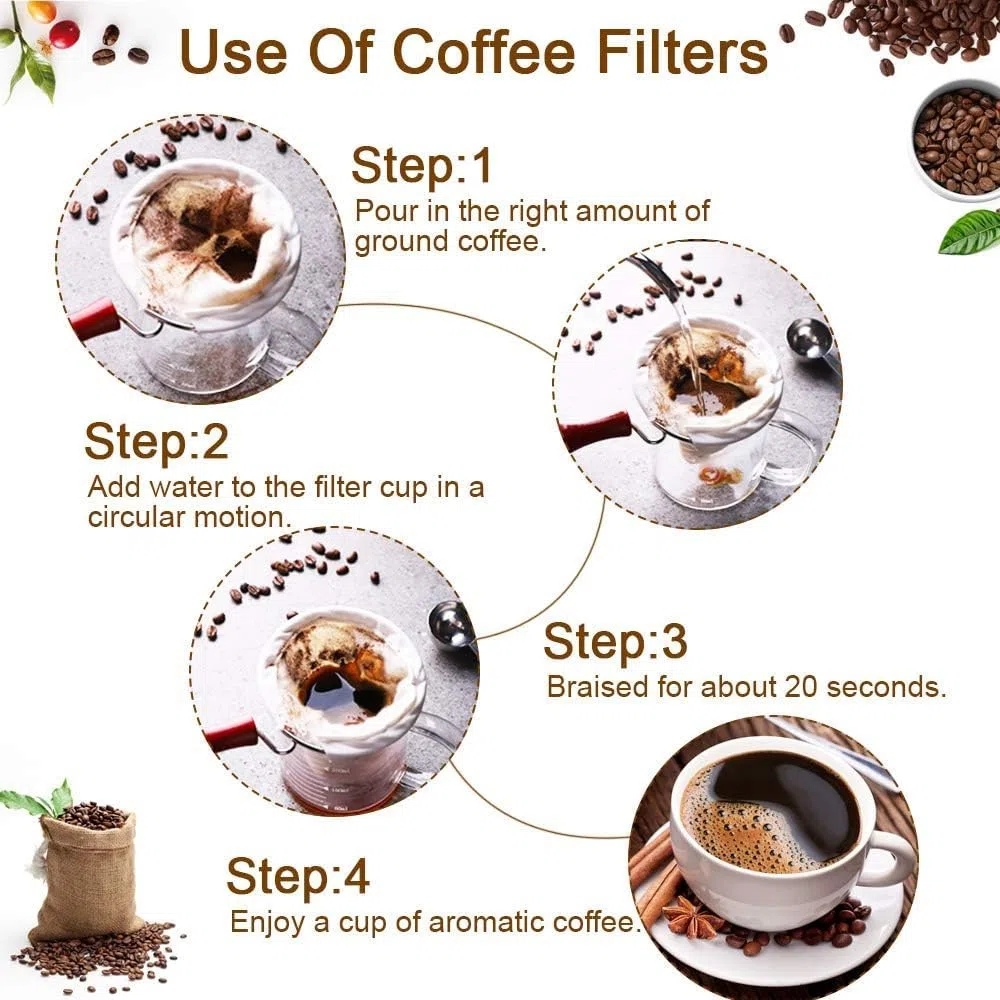 Filtro per Caffè Riutilizzabile, Filtro Da Café in Flanella Sacchetto Filtro Caffè Calza con Manico in Legno per Caffe Americano, Beige