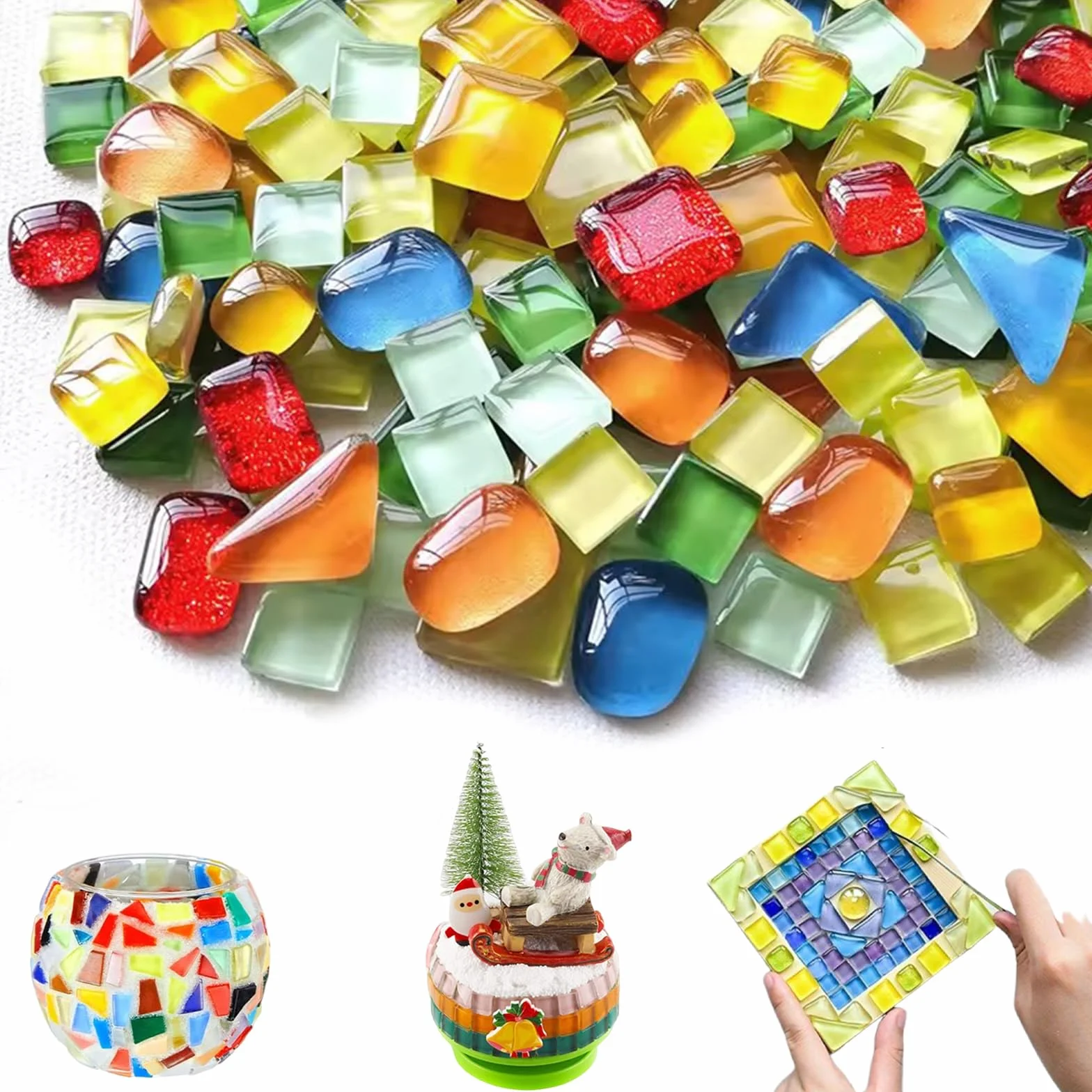 535 g Pietre di Mosaico di Cristallo Irregolari Mosaico Tempo Libero Creativo Adulto Bambino Piccoli Pezzi di Mosaico di Vetro per Fai Da Te Decorative (Miscela di Colori)