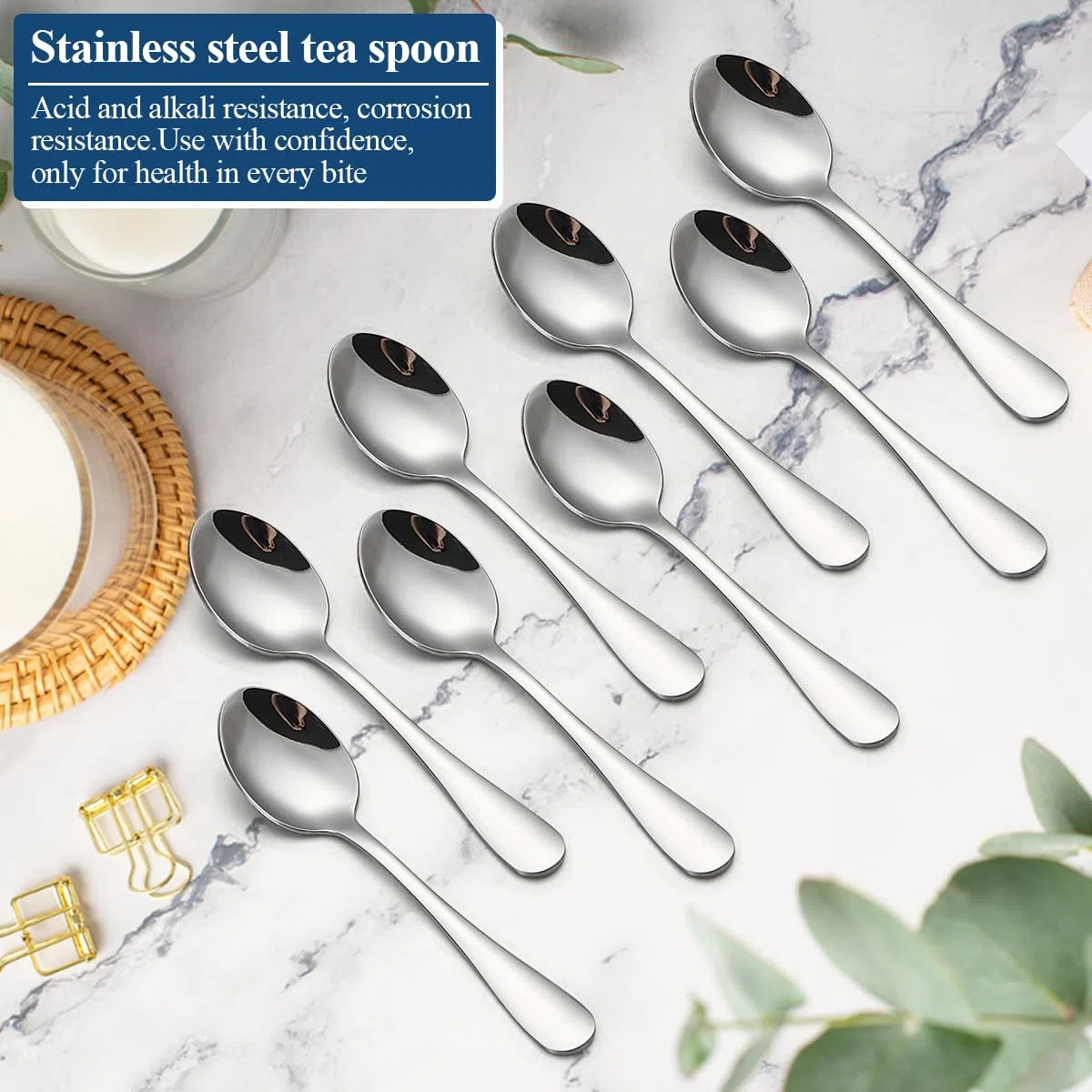 Berglander Cucchiaini da caffè 24 pezzi 14cm, Set di mini cucchiai in acciaio inossidabile per tè, dessert, gelato, posate in metallo per casa, cucina, ristorante, caffetteria