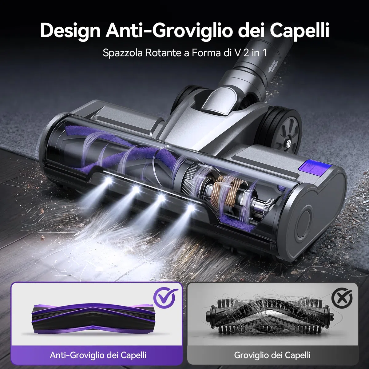 Redkey X18 Aspirapolvere Senza Fili 60Kpa/650W/80Min, 8-in-1 Scopa Eletrica Verticale Antiarovialio con Display LED, Automatica Intelligente Della Potenza di Aspirazione, per Animali/Pavimenti/Tappeti