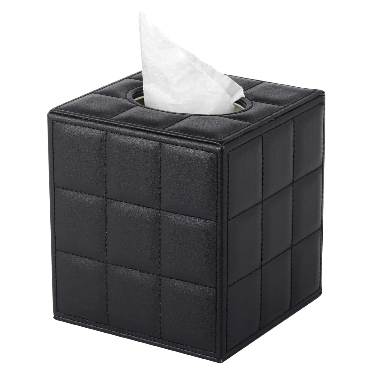 Porta fazzoletti in Pelle,Quadrata Porta Fazzoletti,Scatola Fazzoletti Moderne,Boden verstärkt mit Magneten,passend für Haus,Hotel, Restaurant,Büro,Auto,Nero