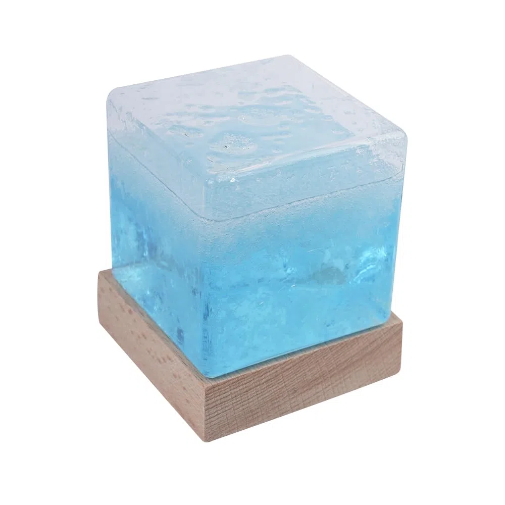 Stazione Meteorologica In Vetro Antitempesta Con Base In Legno Per Previsioni Del Tempo, Cubo D'Acqua Blu Cristallo Tempesta Creativo