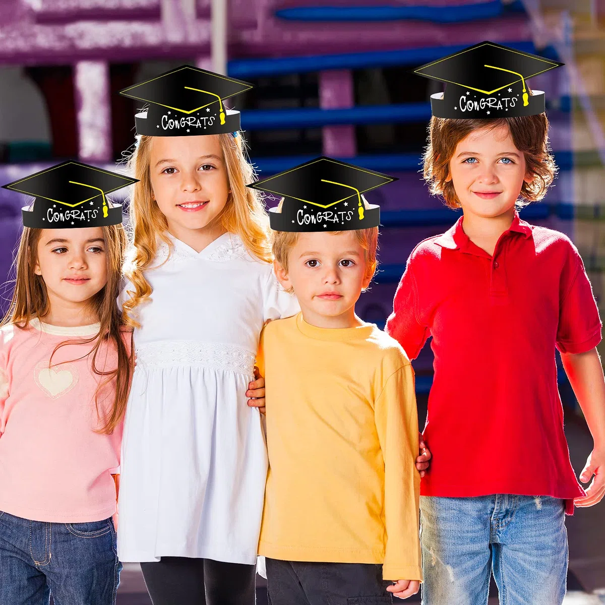 MIAHART 30 Pezzi Cappelli di carta per la cerimonia di laurea Tappo con corona regolabile per decorazione