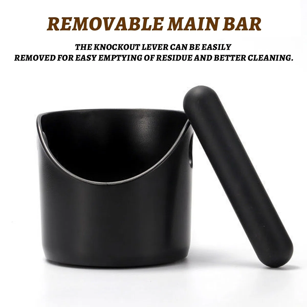 Coffee Knock Box Nero caffe Contenitore per caffè Espressocon Rimovibile Asta Percussione Scatola Fondi di Caffè Recipiente Fondi per Bar Ristoranti Uffici (10x10x11cm)