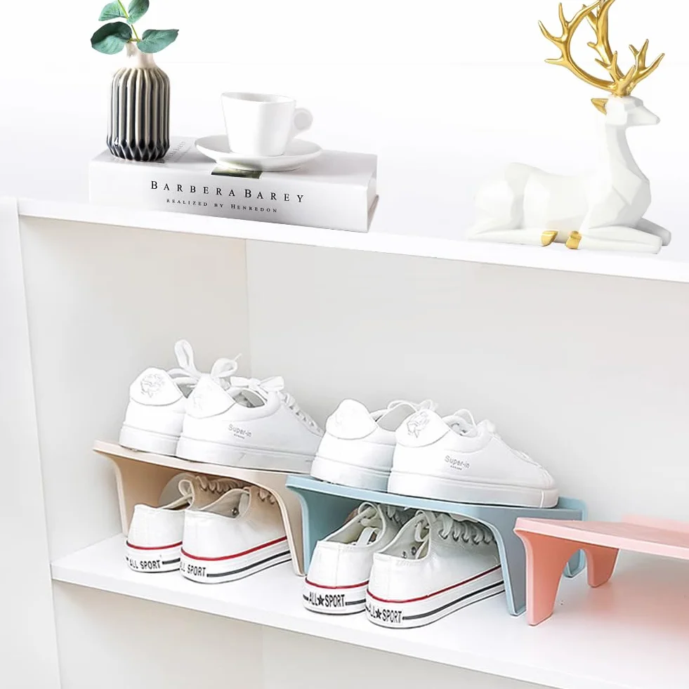RANJIMA Organizzatore per scarpe, organizer per scarpe, doppio sc, antiscivolo, per armadio, per scarpe, per armadio, per scarpe, compatibile con casa, soggiorno (4 pezzi)