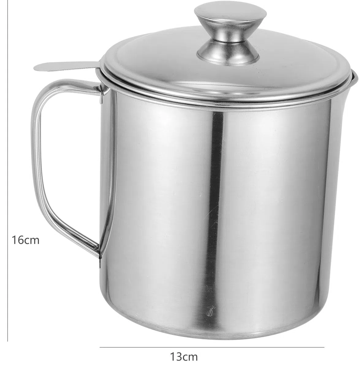 LATRAT Contenitore per grasso pancetta con colino, pentola grasso 1,3 l manico leggero, acciaio inox filtro a maglia fine antipolvere