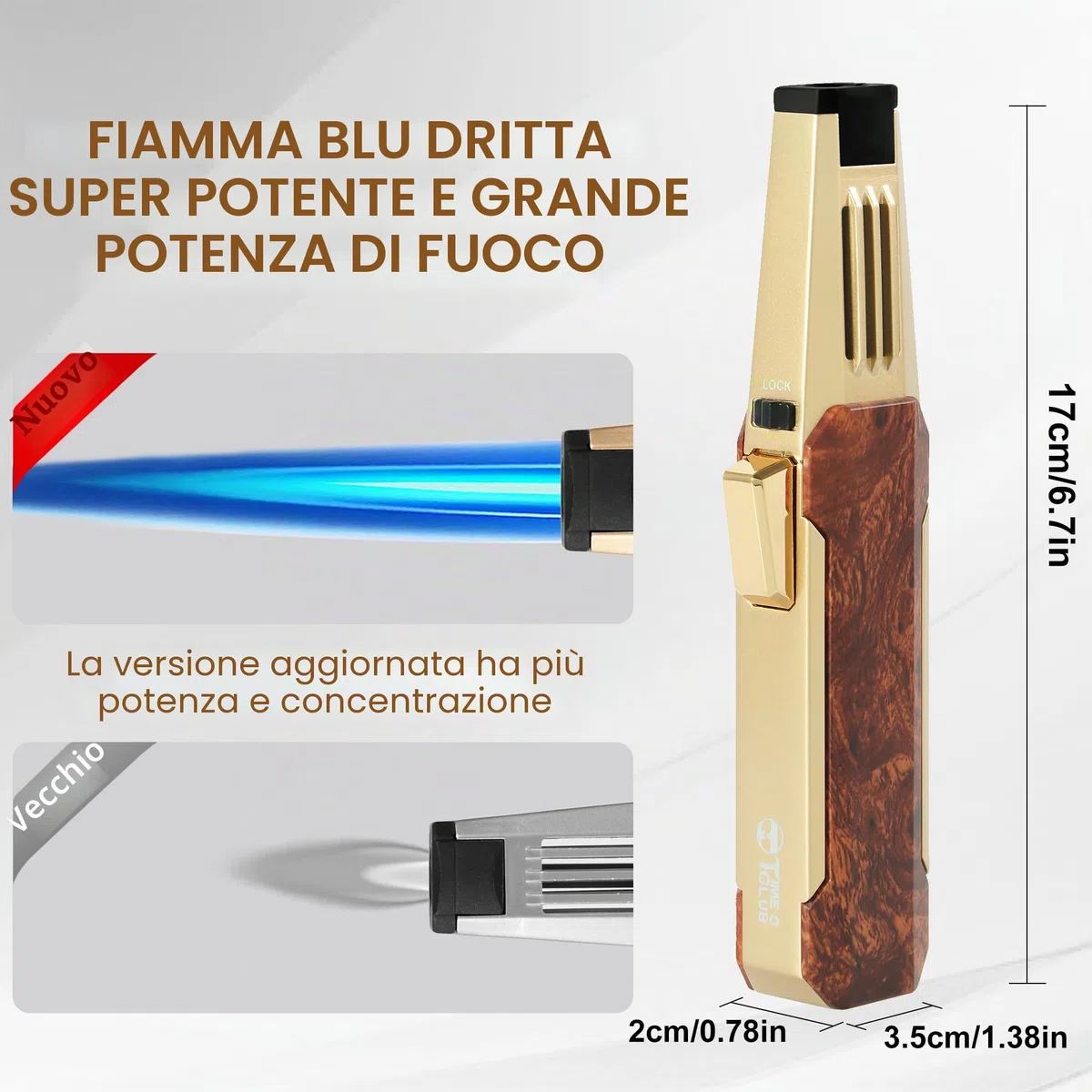 Accendino a butano, ricaricabile Torcia da cucina a prova di vento Regolabile con blocco di sicurezza per la cottura della crème brûlée