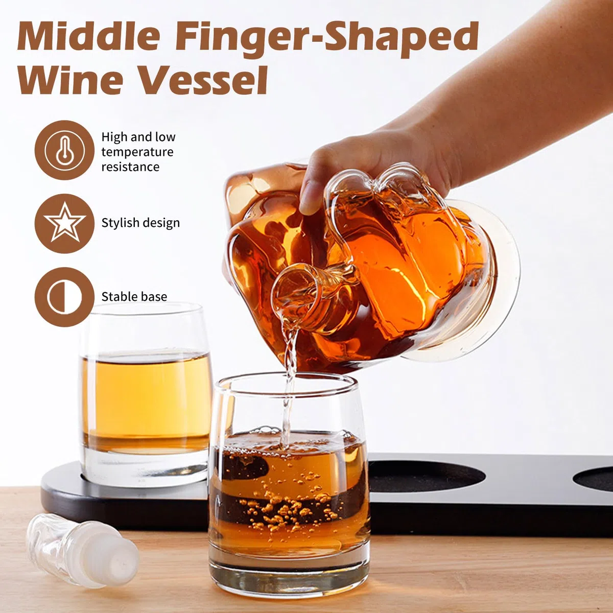 Decanter per whisky in vetro 3D da 1 litro, statua artistica creativa con tappo, divertente decorazione per casa e bar, regalo unico per uomini, papà, fidanzato, marito