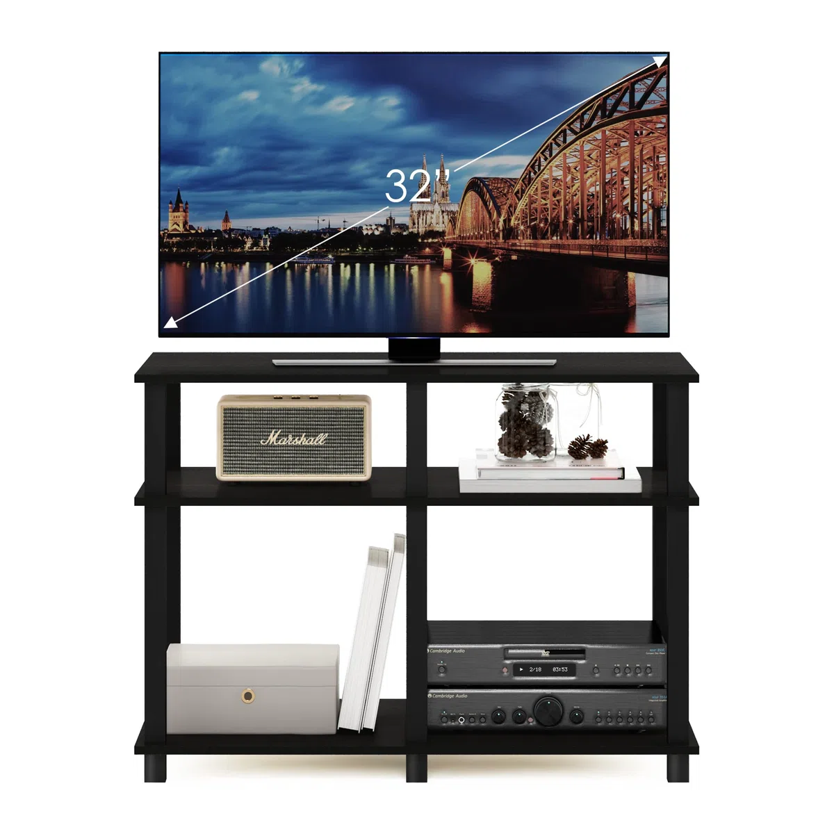 Furinno Romain Turn-N-Tube Supporto TV per TV fino a 40 pollici, Espresso/Nero
