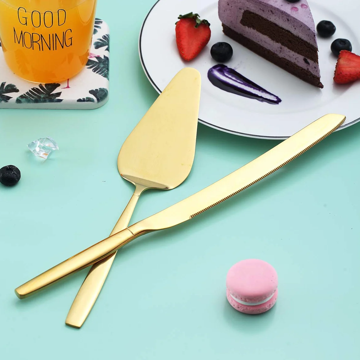 Berglander oro torta torta pasticceria server set coltello e server torta perfetto per matrimoni, compleanni, feste ed eventi