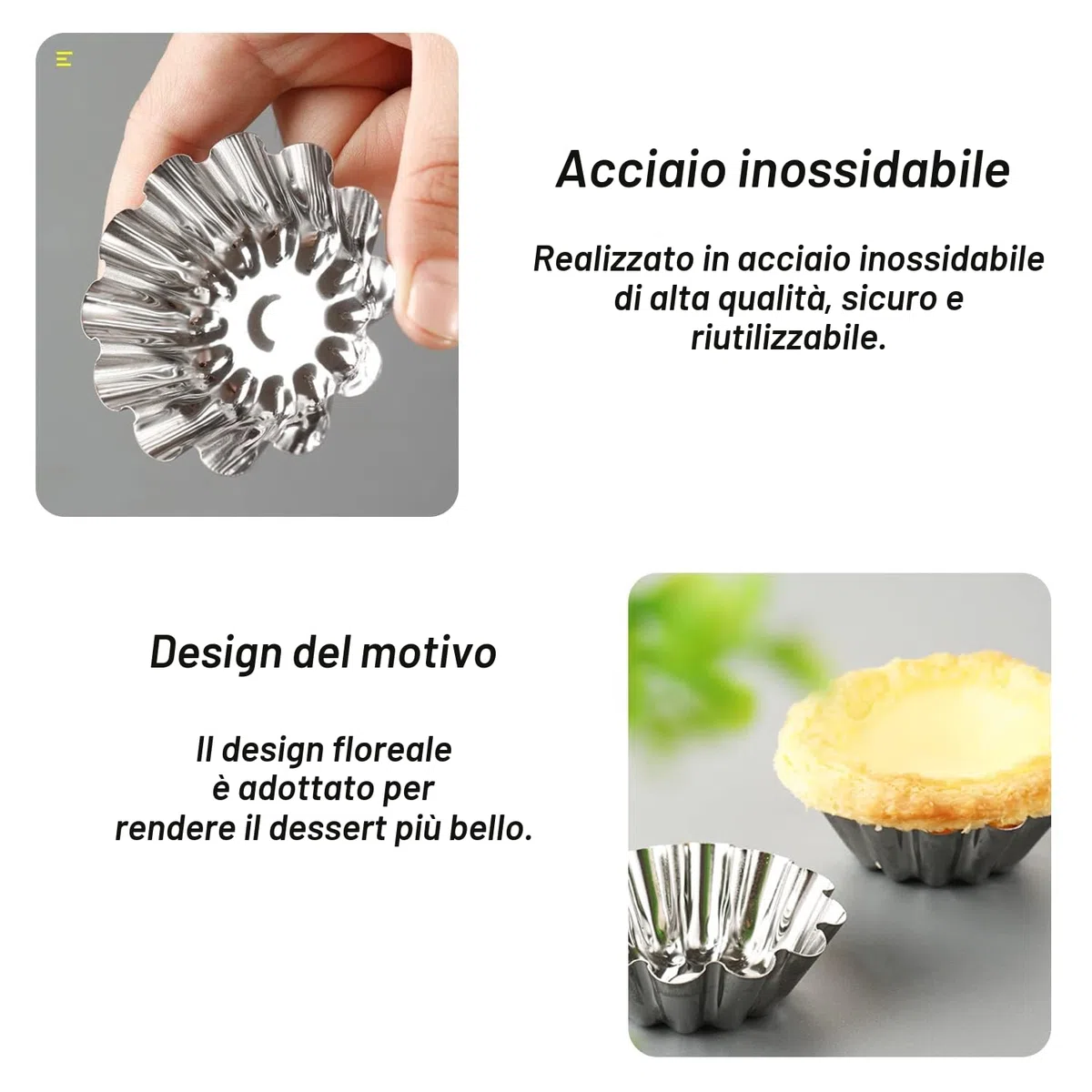 25 pezzi di stampi per torte, stampo per cupcake, mini stampo per tartine in acciaio inossidabile, forma per muffin, stampo per torte riutilizzabile, antiaderente, stampo per tortine da forno per