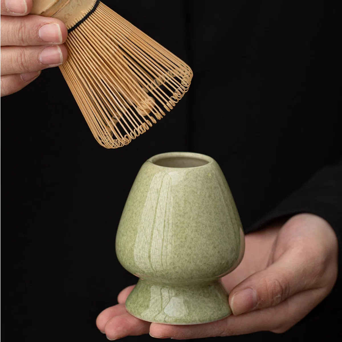 GOMETY Ciotola giapponese Matcha con beccuccio, Chawan Matcha, ciotola da tè con scomparto per la frusta, ciotola tradizionale in ceramica Matcha, ciotola per matcha, ciotola per tè Chawan, ciotola in