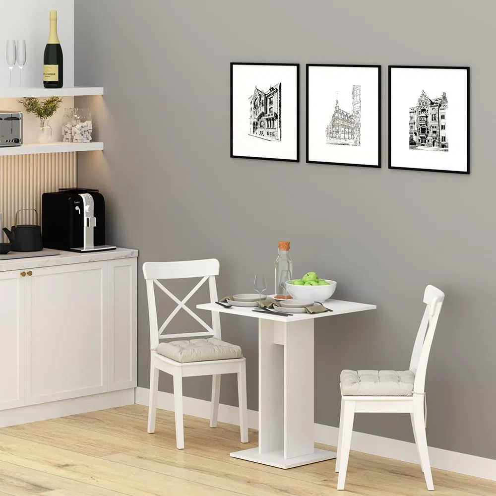 Vicco Tavolo da pranzo Repose, Bianco, 65 x 65 cm, adatto come tavolo singolo salvaspazio per ambienti di piccole dimensioni