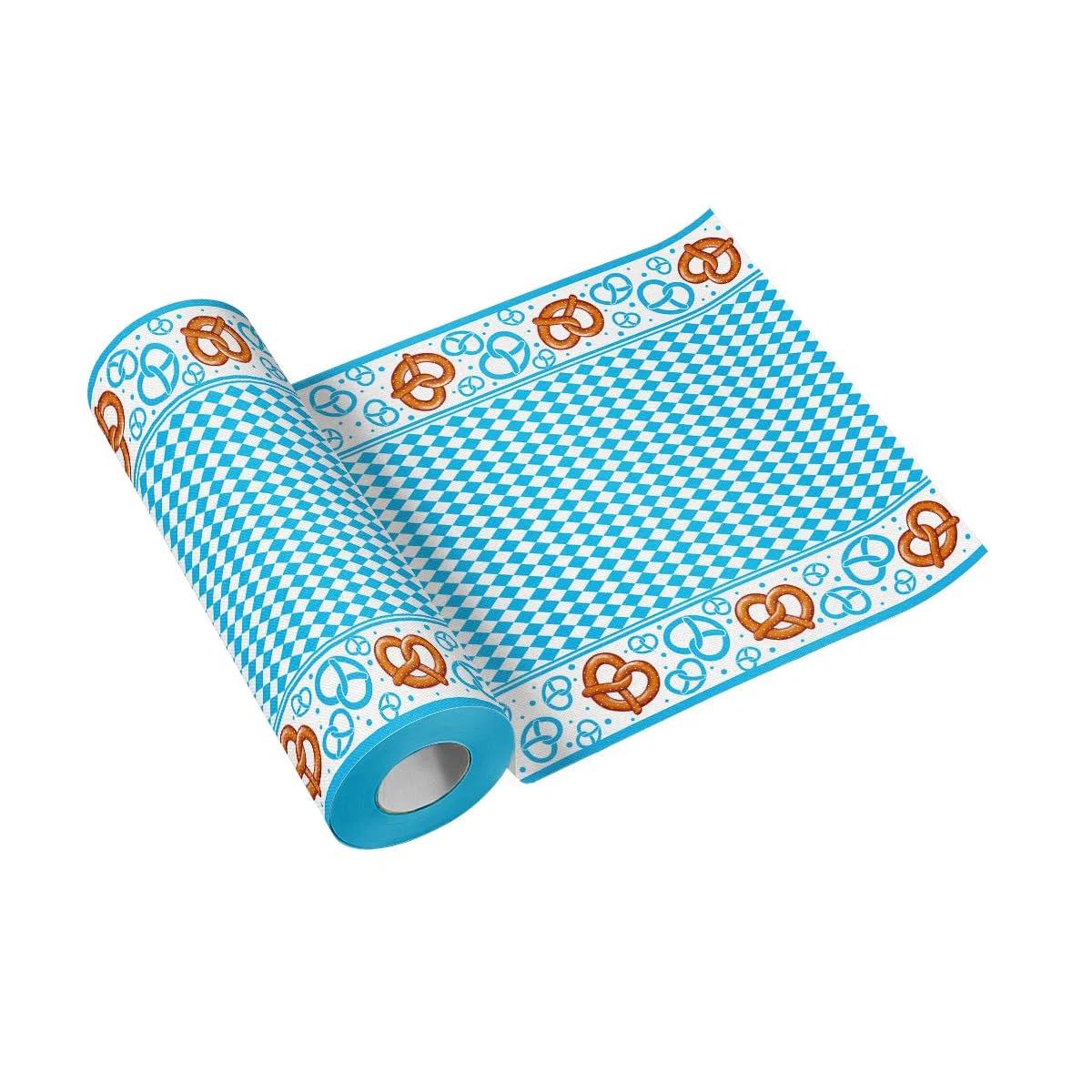 PAW - Runner da tavola in Airlaid (40 cm x 24 m) | Nastro da tavola blu bavarese per l'Oktoberfest | |deale per decorare la tavola in occasione di feste | Colore: Bavarian Brezel