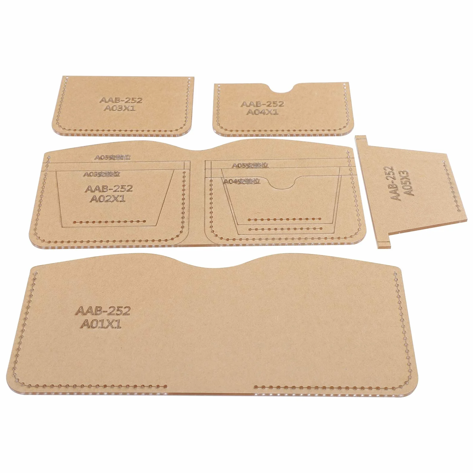 Modello Acrilico Stampo per Borsa in Pelle Articoli in Pelle Stencil Modello Portafoglio Strumenti Corti 5 Pezzi Prodotti in Pelle Fungo Articoli in Pelle Trasparente Vernice