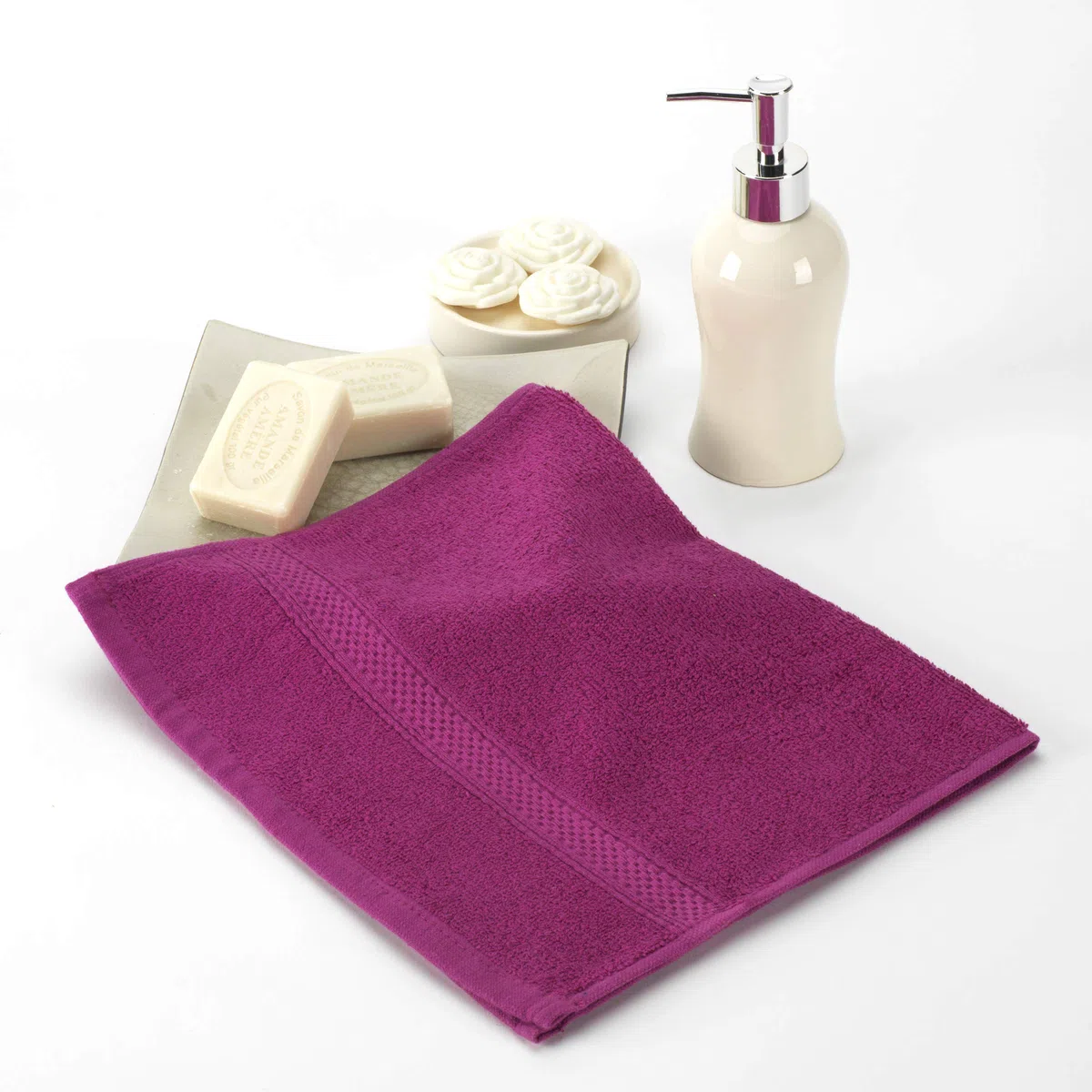 Set di asciugamani, 100% cotone pettinato (non rigenerato), filatura ad anello, 450 g/m3, morbidi al tatto (malva, set da 3 pezzi)