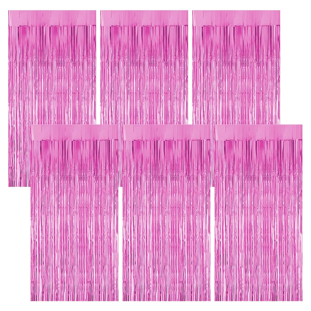 6 Pezzi Rosa Tende Metalliche Feste, 1M x 2M Tenda Compleanno In Plastica, Tenda Per Compleanno Decorazione per La Decorazione Dello Sfondo, La Decorazione Della Festa, Decorazione Del Compleanno