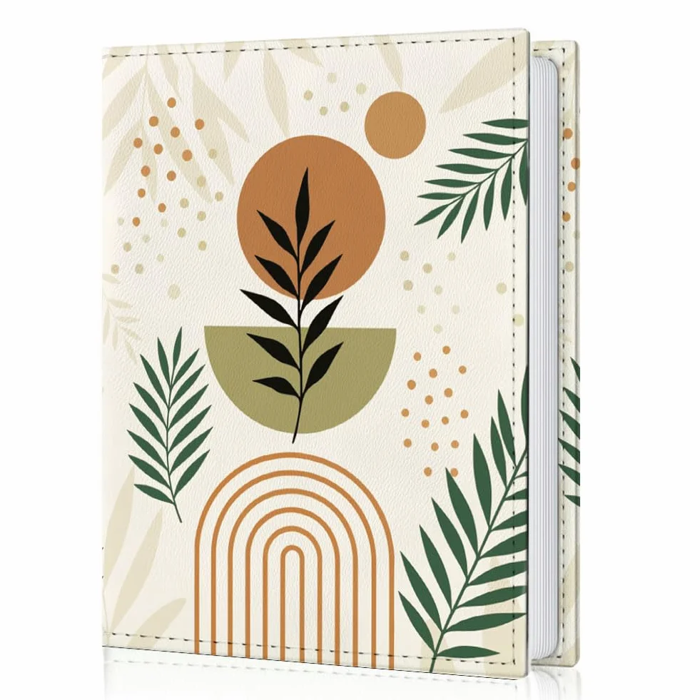 UNICRAFTALE Album fotografico, 28 pagine, piccolo, con foglie in stile bohémien, personalizzabili, in pelle PU, 170 x 140 mm, per famiglia, laurea, matrimonio, viaggio, regalo