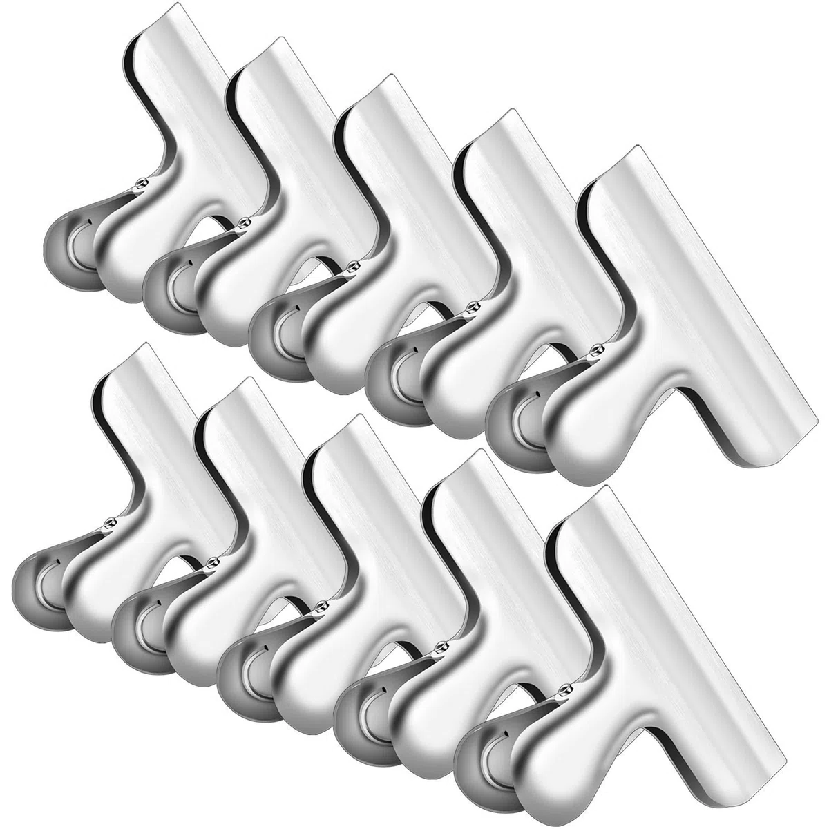 ipow 10pz Mollette Chiudi Sacchetti Mollette Cucina Mollette in Acciaio Inox Mantieni Cibo Fresco per Biscotti,caffè, Pane, Snack Bags ECC,Argento