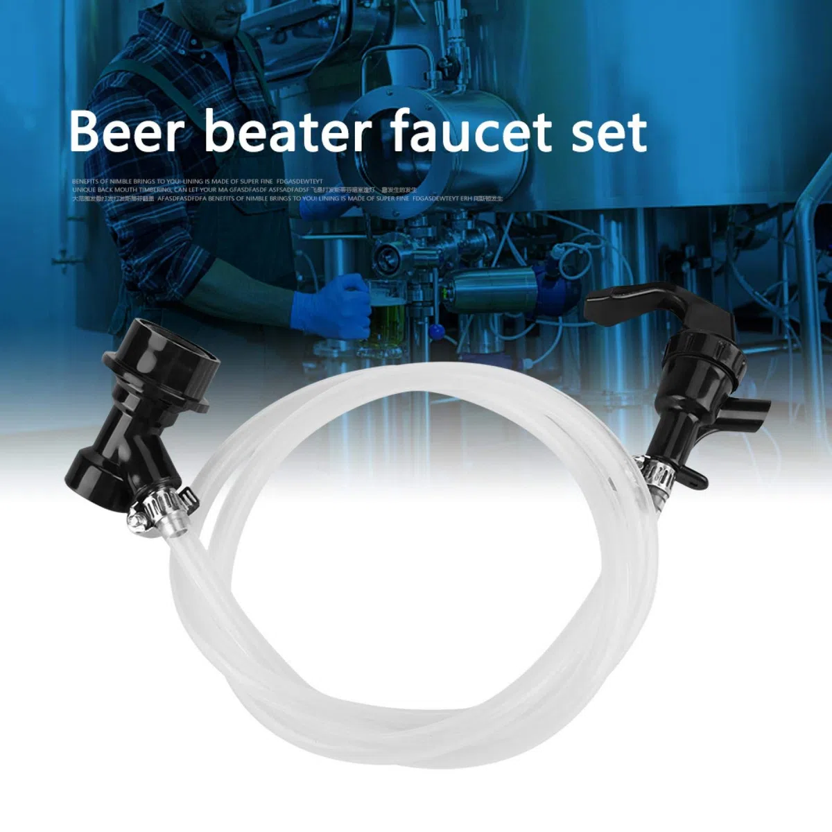Party Beer Tap, 50/100cm Beer Line con Party Picnic Tap e Ball Lock Disconnect per Beer Keg(100 cm / 48 pollici)