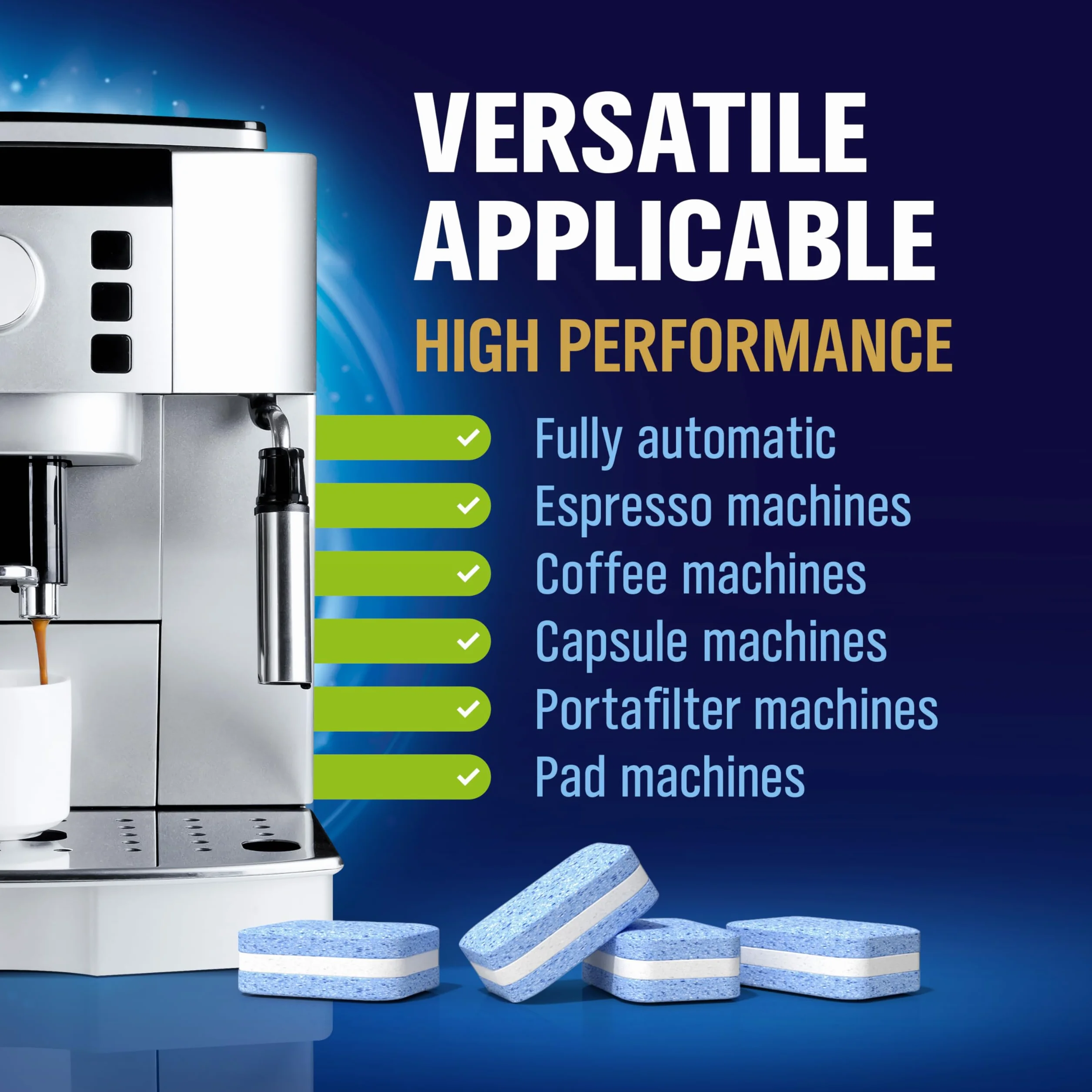 WoldoClean Compresse decalcificanti 3 in 1, 65 pezzi, ermetiche in blister, pastiglie anticalcare compatibili con DeLonghi, Siemens, Jura & Philips