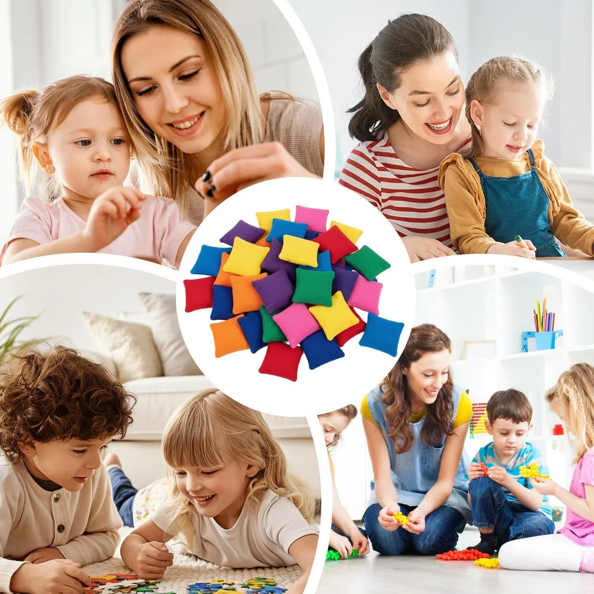Small Square Bean Bags, set da 20 pezzi per bambini Fun Throw Game, HandEye Coordination Activity for School Party Family Gatherings Competition Play, Fabric Filled Set, 1,97 x 2,17 pollici