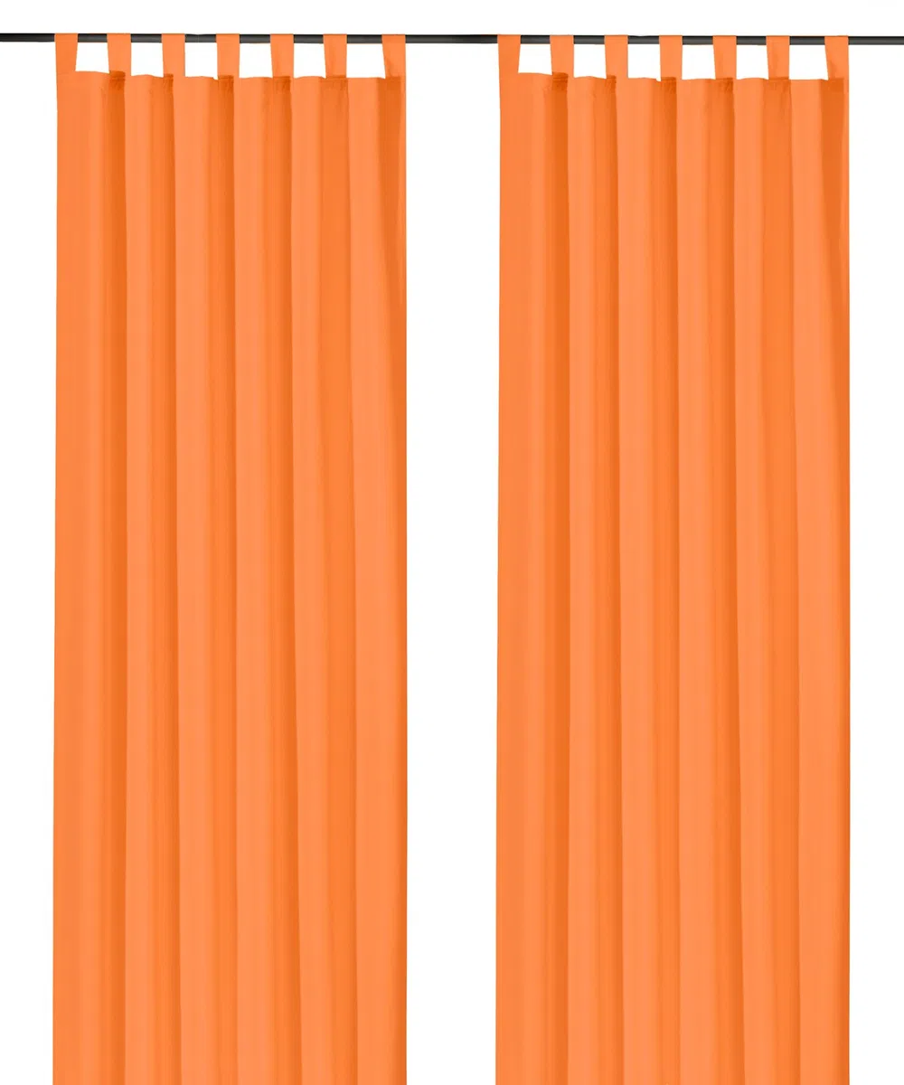 heimtexland® tenda decorativa, con passanti e nastro arricciato, tinta unita, color arancione, 245 x 140 cm (altezza x larghezza), oscurante ma lascia passare la luce, colore naturale opaco, con bella caduta leggera, tessuto Ökotex, tipo 117