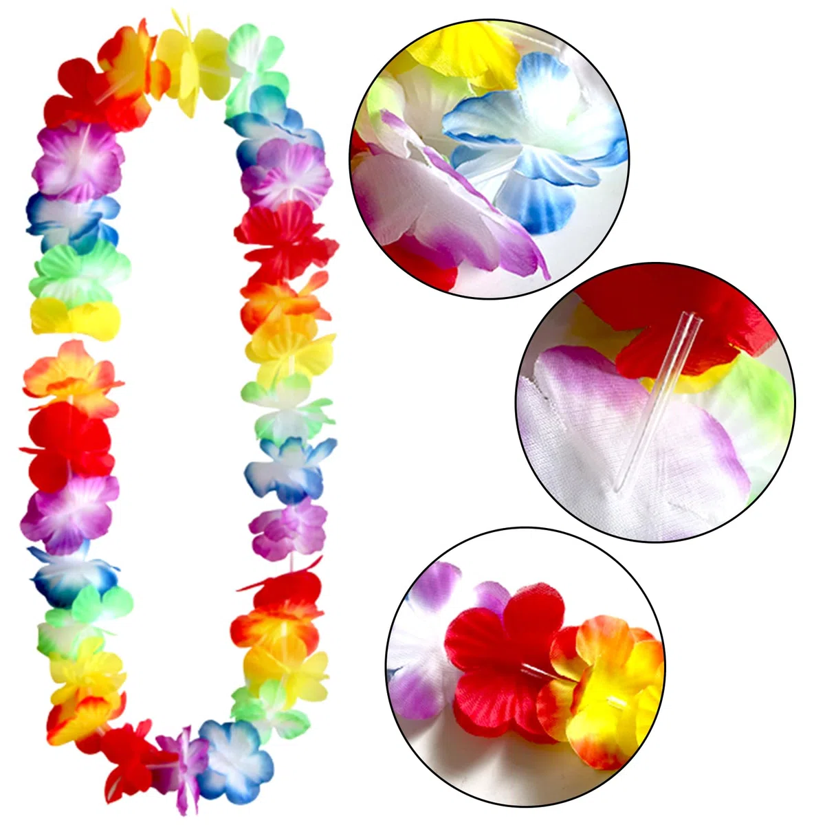 60 Pezzi Ghirlanda Hawaiana Collana, Ghirlande di Fiori Hawaiane, Collana con Fiore Hawaiano, Fasce e Bracciali, Collane Hawaii Fiori per Tropicale Spiaggia a Tema Festa Decorazioni