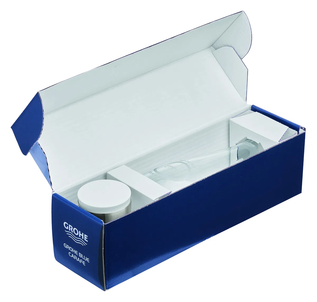 GROHE Blue Caraffa in Vetro con Tappo, Capacità 1 L, Tappo in Acciaio Inox con Blocco Antiribaltamento, Volume 1 L, 40405001