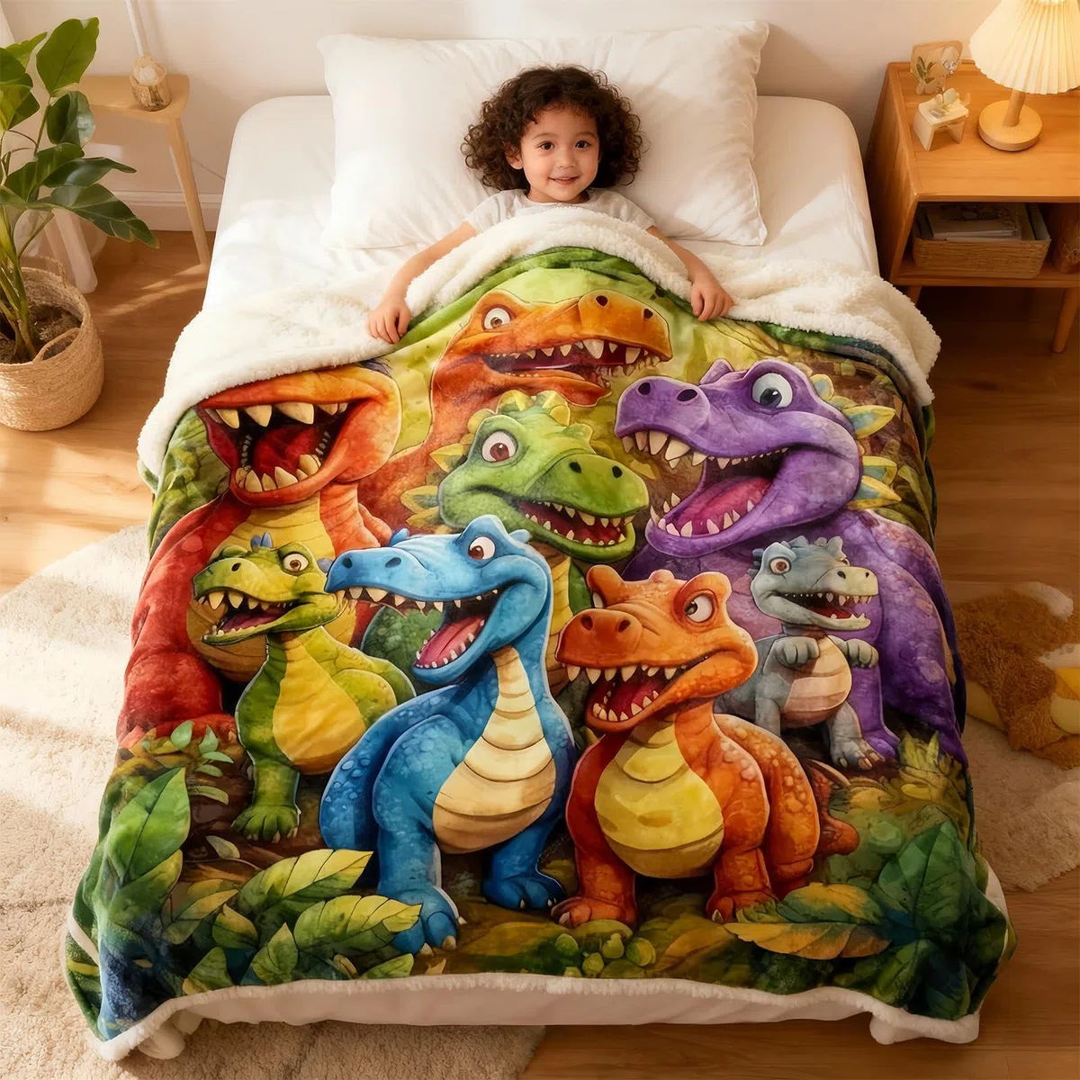 Generico Coperta Da - Flanella Calda E Carina,Coperta Dinosauro Per Decorazione Divano,Per Divano Poltrona Soggiorno Camera Da Dormitorio Appartamento Bambini Ragazzi Ragazze Adolescenti