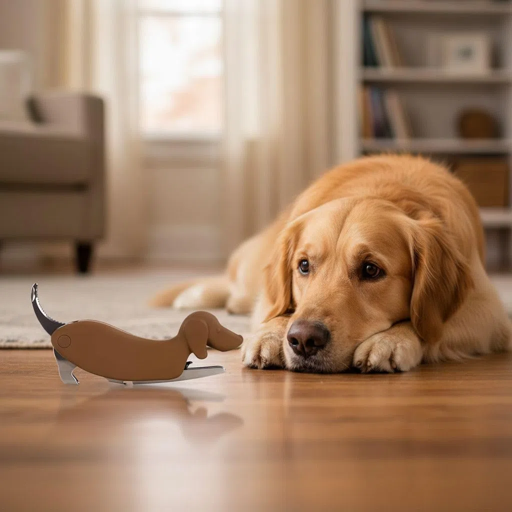 Cavatappi a forma di cane in acciaio | Spirale in teflon antiaderente, Sistema a due tempi, Lama seghettata, Apripiatti integrati