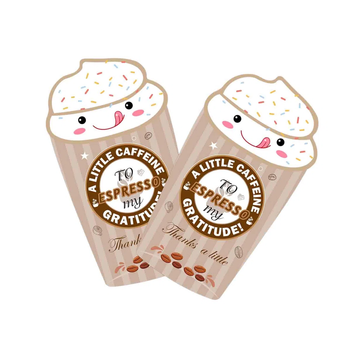 Divertente porta biglietti regalo per caffè, con scritta "Thank a Latte Coffee", per festa della mamma, insegnante, laurea, impiegato, ufficio, 25 pezzi (marrone)