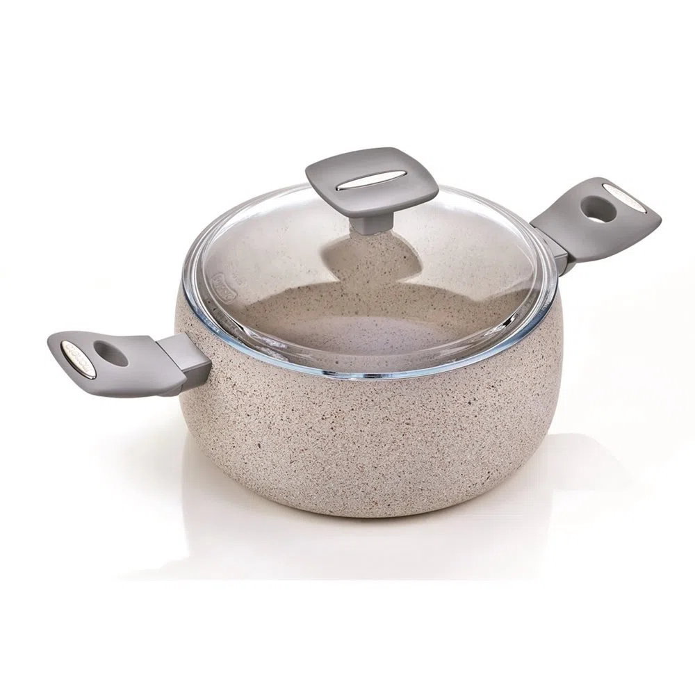 Moneta Mammola Artech Stone Casseruola 24 cm con Coperchio, 5.9 Litri, Alluminio