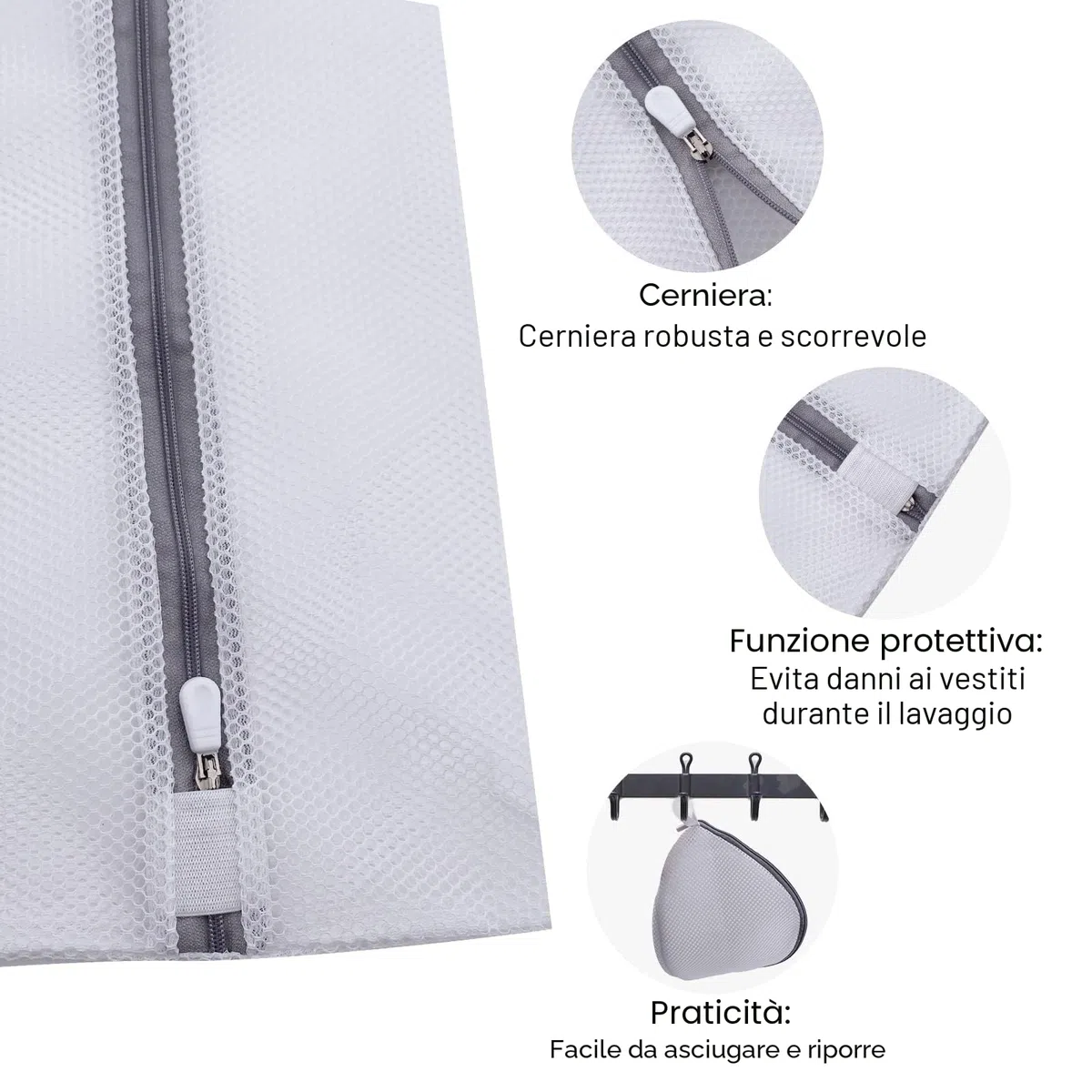 Sacchetti per Lavatrice 10 Pezzi,sacchetti per lavatrice per indumenti, ideali per capi delicati, biancheria intima, calze, reggiseni, cappotti, biancheria da letto
