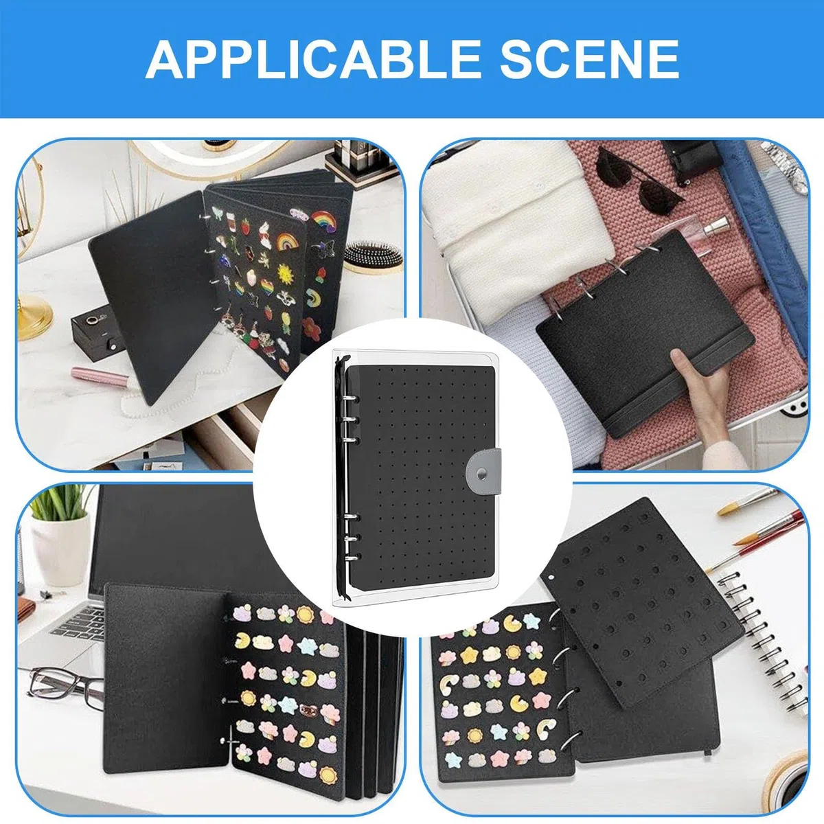 Pin-Buch, Pin-Sammlungsbuch - Pin-Aufbewahrung, Ohrring-Schmuck-Organizer, Filz-Pin-Binder,Anstecknadel-Vitrine mit 6 Seiten, Pinnwand, Pin-Organizer für Ohrringe, Halsketten, Ringe, Ohrstecke