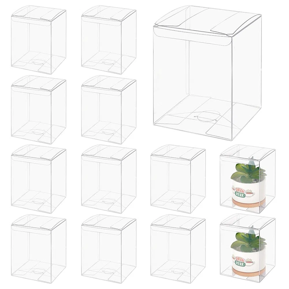 BENECREAT 15 Scatola Portaconfetti Trasparente, 10x10x13cm Scatole Regalo In PET Rettangolari per Imballaggio, Al Dettaglio, Partito, Matrimonio